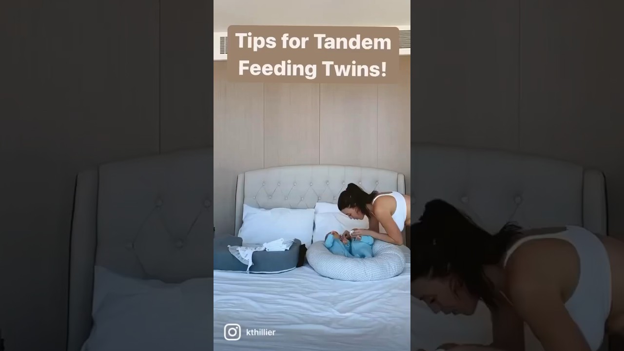 Step-by-step guide for tandem breastfeeding newborn twins 