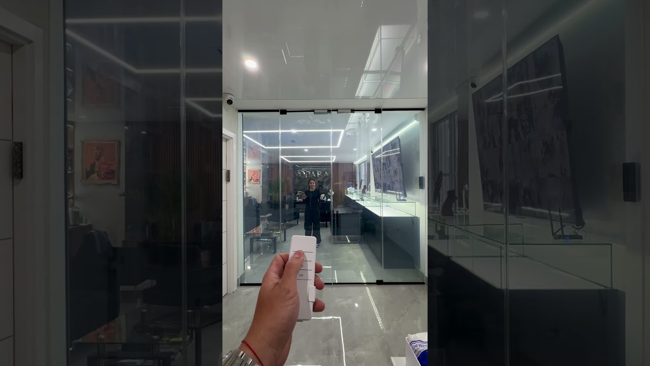 Smart glass film in an office space 🔥  #smartglass #interiordesign #smarthome #smartfilm