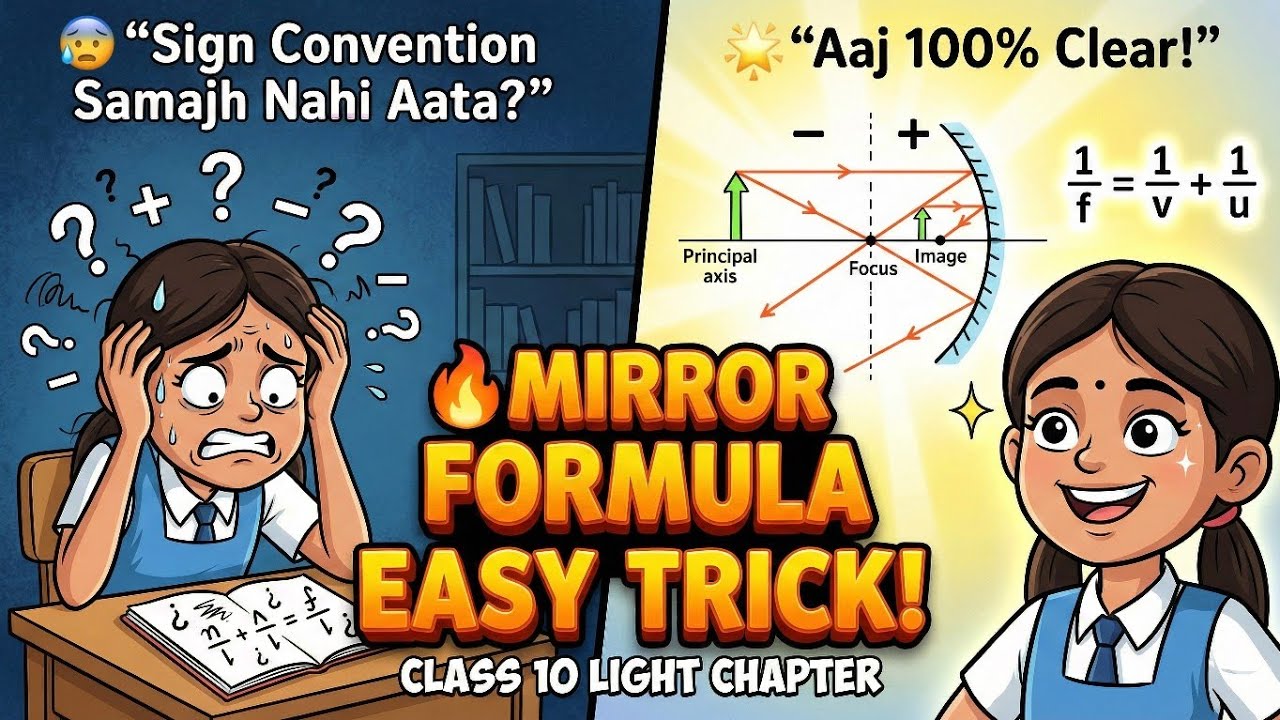 Mirror Formula Ka Sabse Easy Trick! 😲 (Sign Convention Clear)