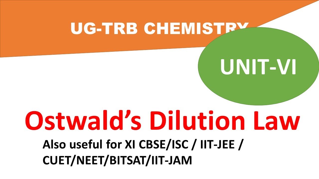 Задачи по закону разбавления Оствальда || Электрохимия || UG TRB || NEET || IIT-JEE || IIT-JAM ||...