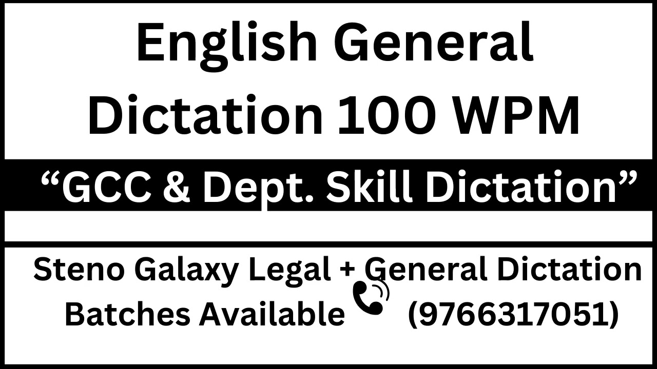 🔴 English General 100 WPM Dictation || #GCC #110wpmdictation