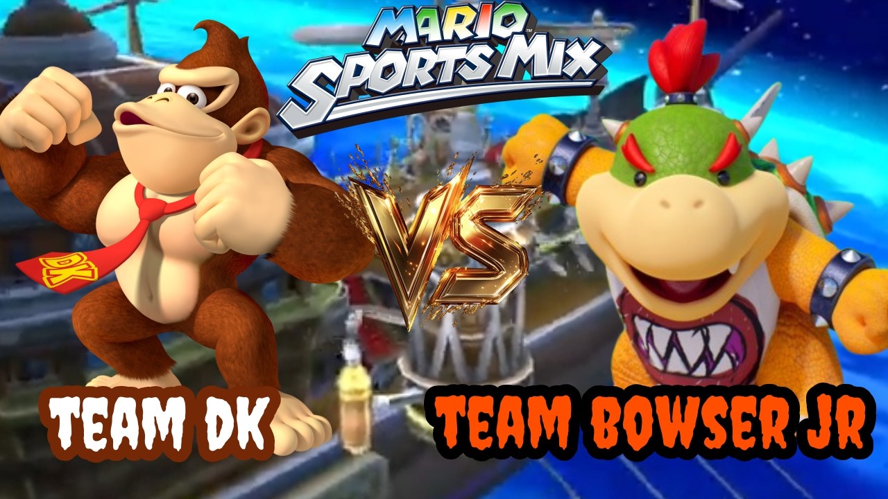 Mario Sports Mix Dodgeball: Team DK vs Team Bowser Jr [Star Ship]