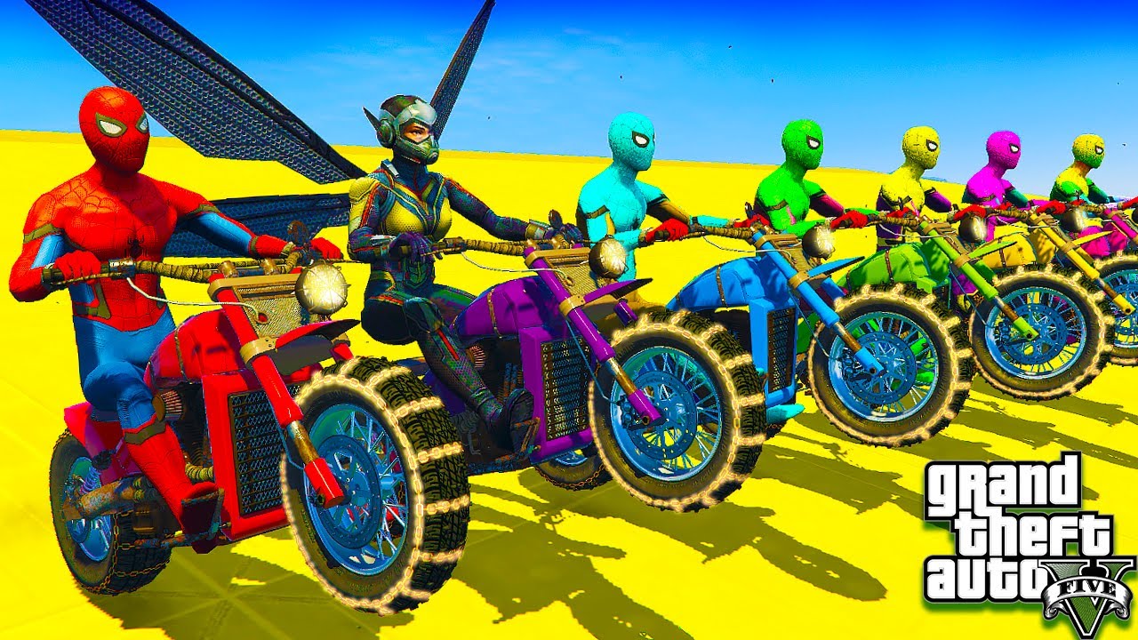 GTA V Stunt Map Car Race Challenge On Super Cars, Motorcycles Apocalypse DEATHBIKE by Superheroes