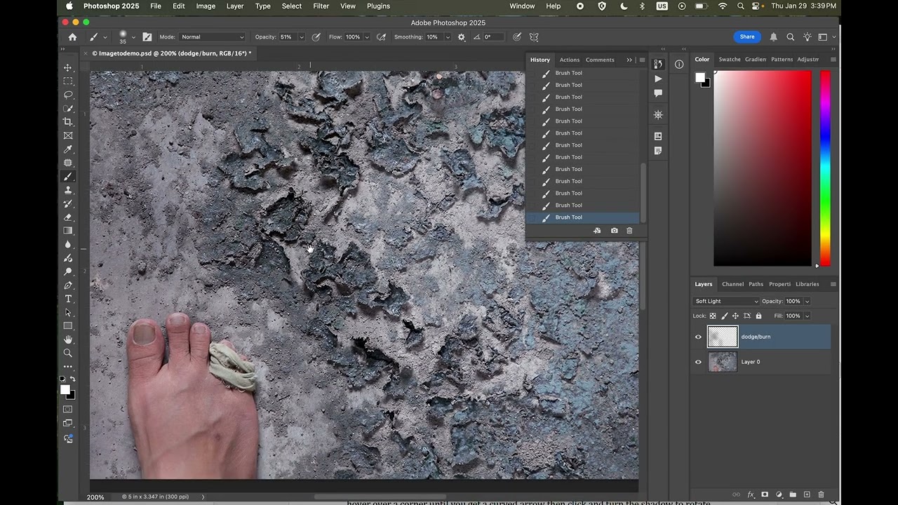 How to dodge and burn selected areas and sharpening with Photoshop