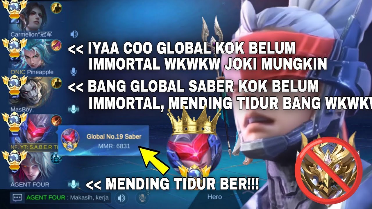 KETIKA TOP GLOBAL SABER DI SURUH TIDUR SAMA YANG ON MIC😡 GLOBAL TAPI BELUM IMMORTAL MENDING TIDUR!!!