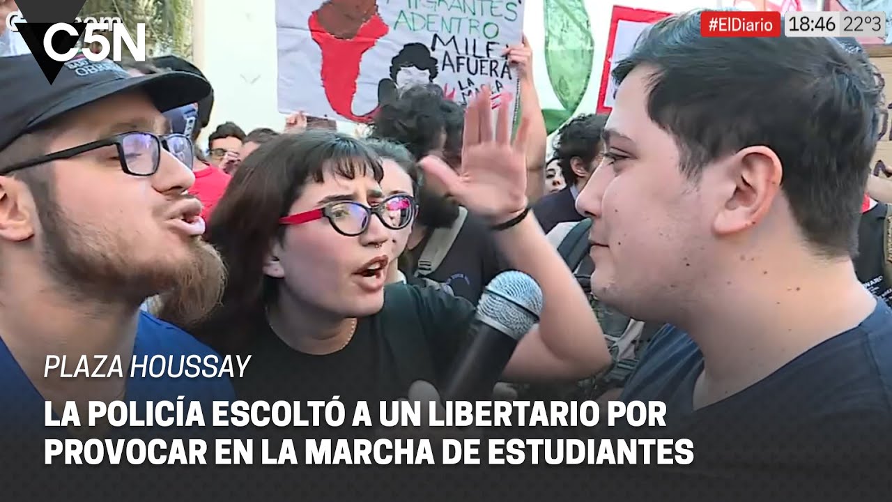 Un INFLUENCER LIBERTARIO fue a PROVOCAR a una MARCHA de ESTUDIANTES y fue ESCOLTADO por la POLICÍA