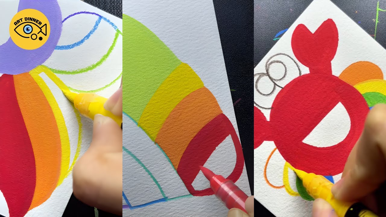 ASMR rainbow color 2🌈🎧| ART DINNER  #satisfying  #asmrsounds #coloringrainbow #relaxing