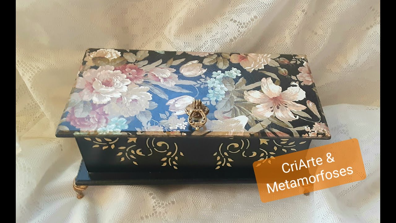CAIXA DE MDF DECORADA: DECOUPAGE E STENCIL  Passo a passo #CaixaMDF #Decoupage #Stencil #Diy