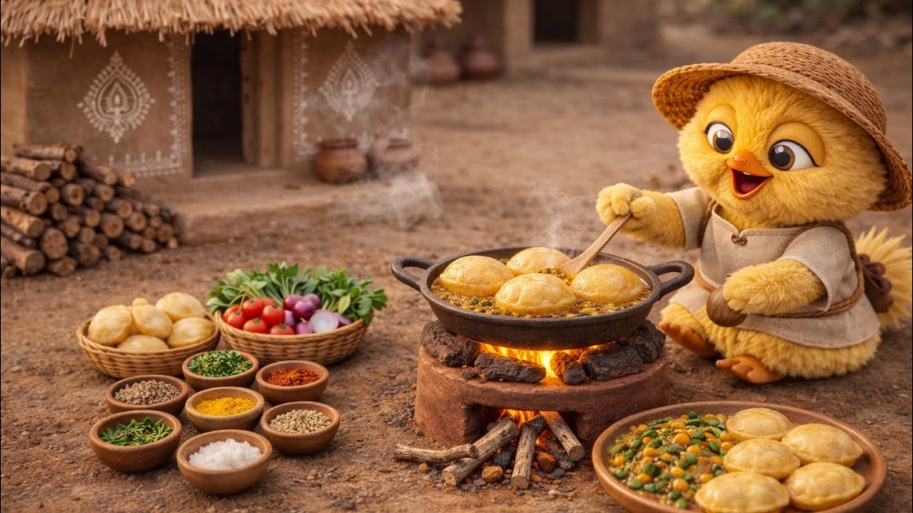 Miniature Bird Cooking Puri Sabji ASMR | Peaceful Jungle Tiny Kitchen Story