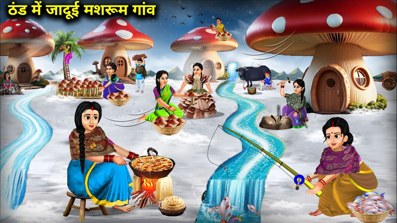 ठंड में जादुई मशरूम गांव || Magic Mushroom Village In Winter || Cartoon Video || Kahaniyo Ka Pitara