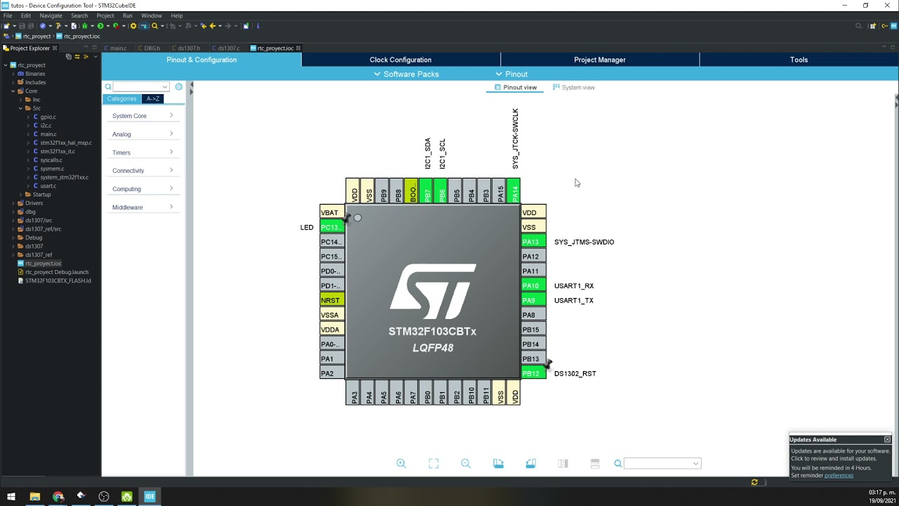 Utilizando un RTC DS1307 con STM32F103C8 STM32CUBE IDE  ✅