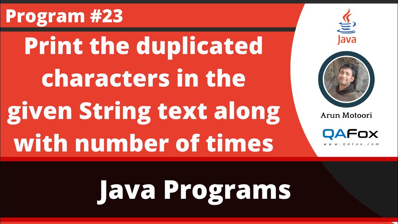 Java program which intakes String and prints the duplicate characters along with number of times