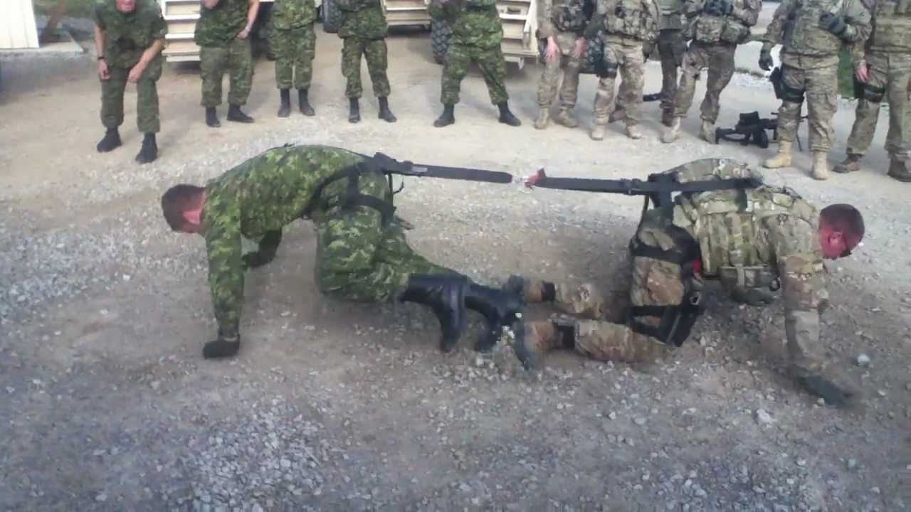 One on one soldier Tug of War, Canada vs USA