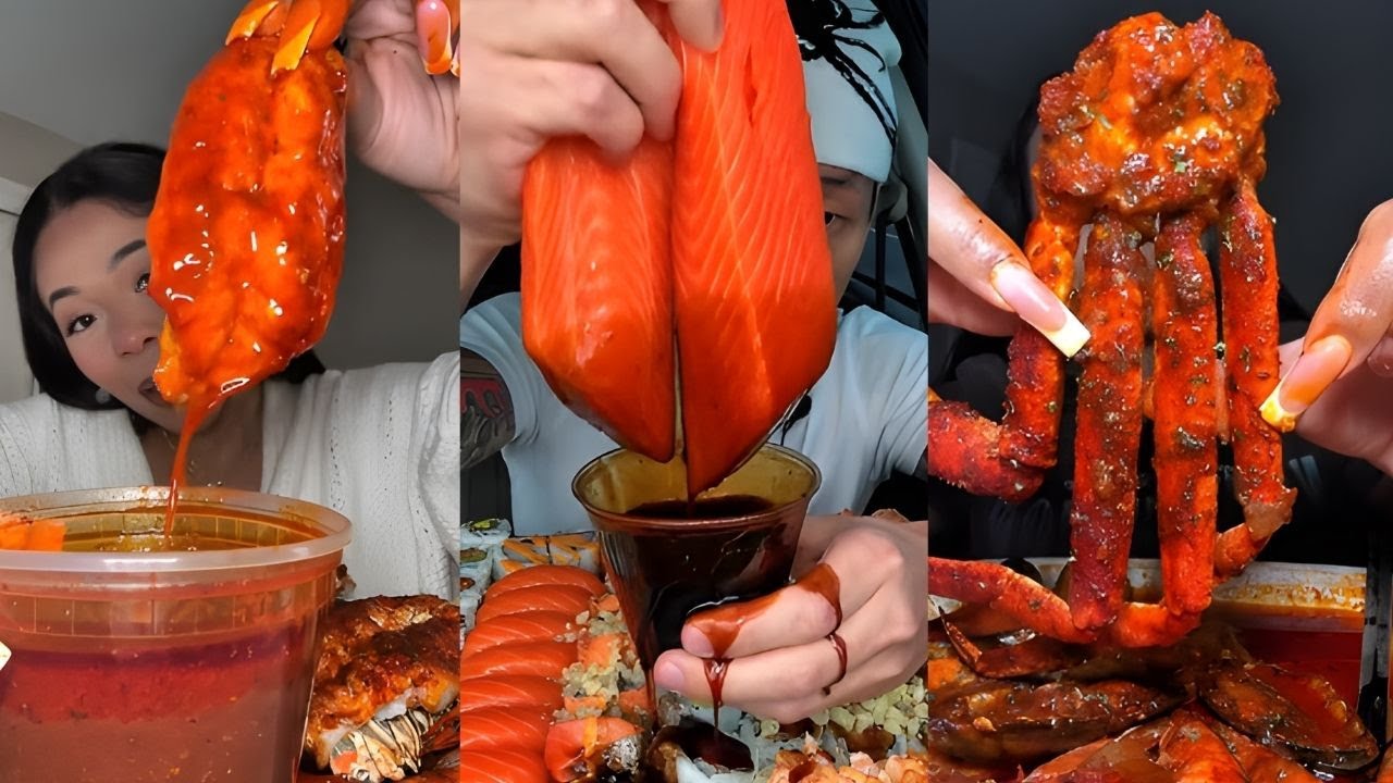 TIKTOK Mukbang Compilation | Seafood Boil, Enoki Mushroom, Lobster, King Crab, Shrimps & More 🦞🦀!