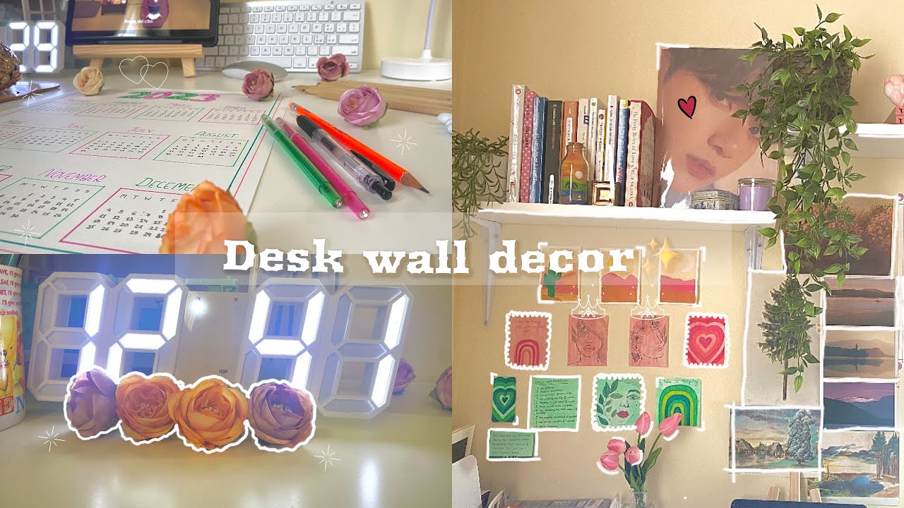 Aesthetic desk setup ✨| Desk wall decor🌷| Art vlog 🎨