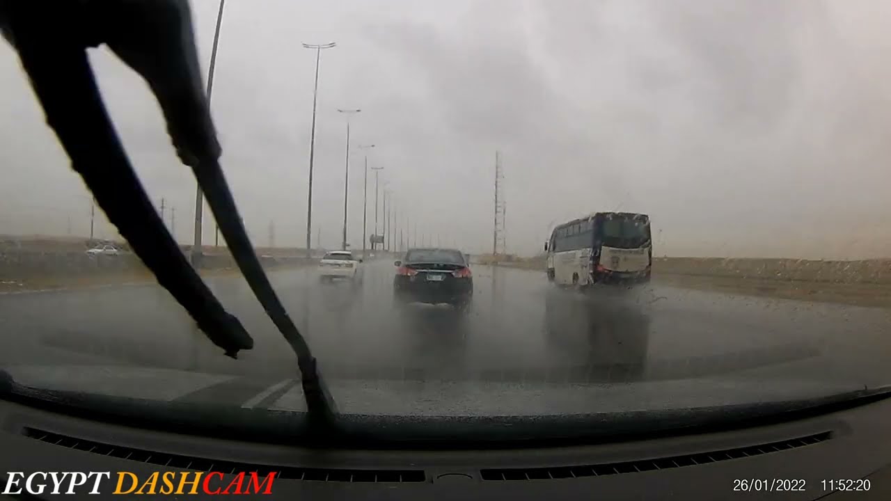 Cairo Mild Storm Rain / Jan 2022 / منخفض جوي متوسط و امطار كثيفة على القاهرة / FHD Dashcam.