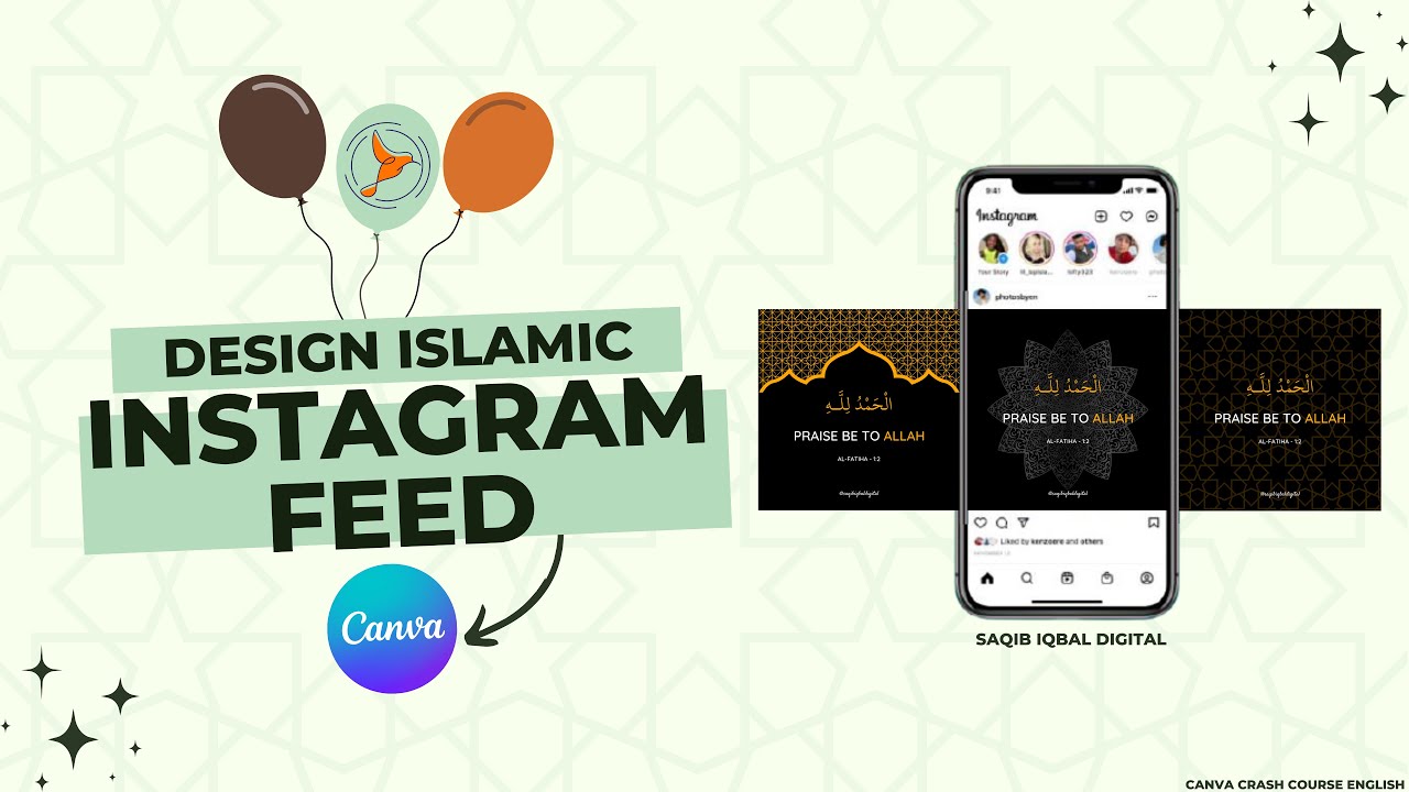 How to Design a Beautiful Islamic Instagram Feed with Canva? | Canva Tutorial | Saqib Iqbal Digital