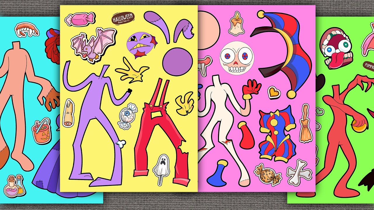 Jax, Pomni, Ragatha, Caine become Zombies - Decorate with Sticker Book