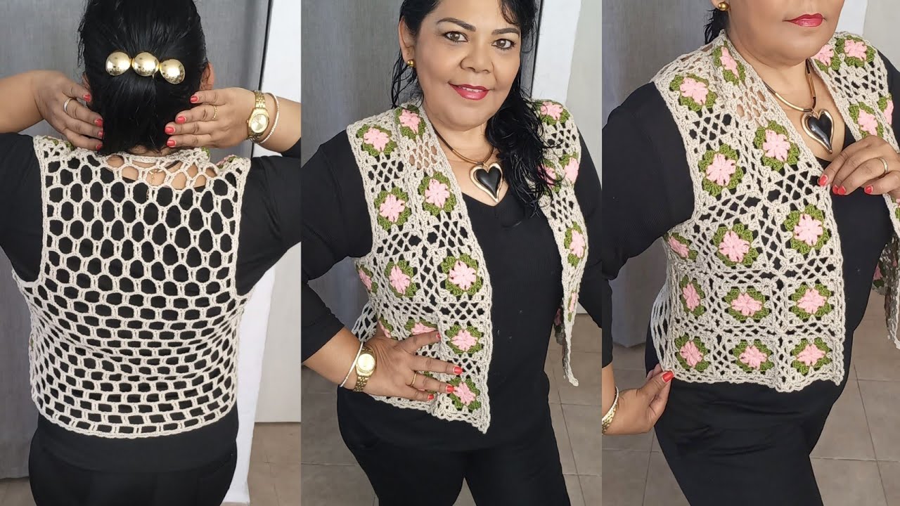 Chaleco Fantasy a crochet parte 1 #crochet #grannysquare #granny #handmade