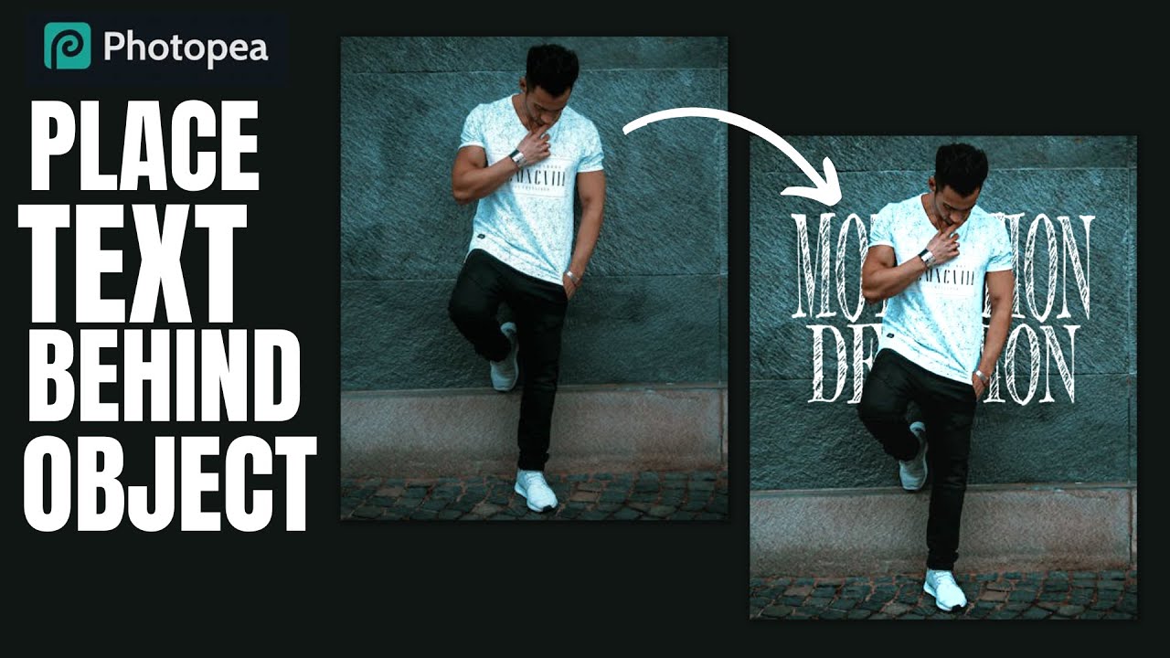 How to write text behind object in photopea #easy canva #Photopeatutorial