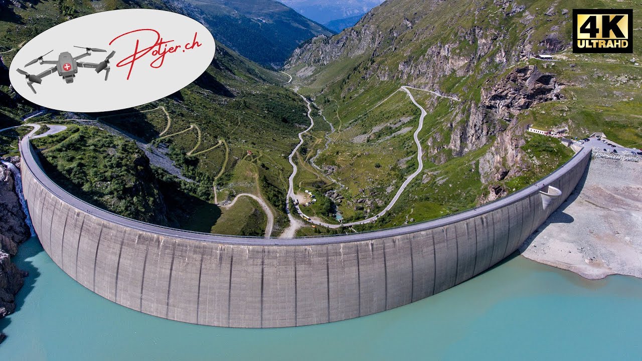 Lac de Moiry 4k - Barrage de Moiry - Moiry Staudamm  im Wallis Switzerland by Air Drohnenflug