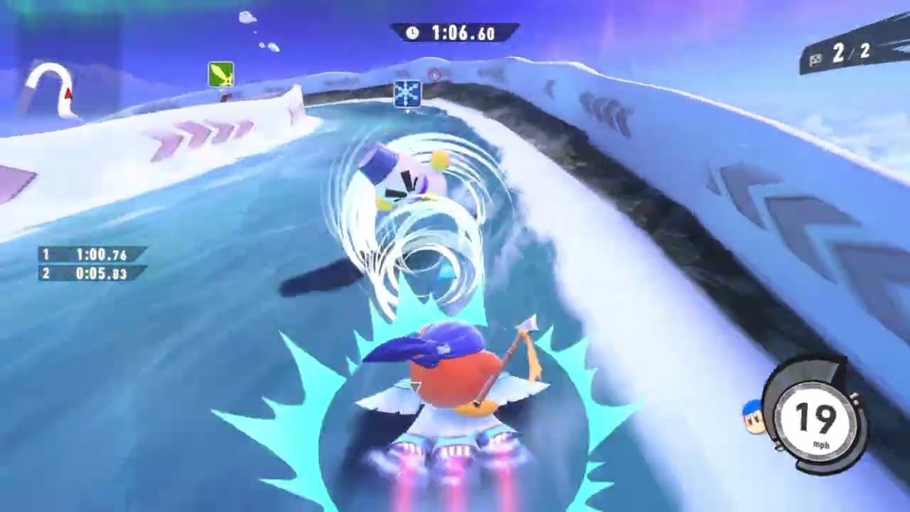 Kirby Air Riders - Air Ride Time Attack: Frozen Hillside with Bandana Waddle Dee