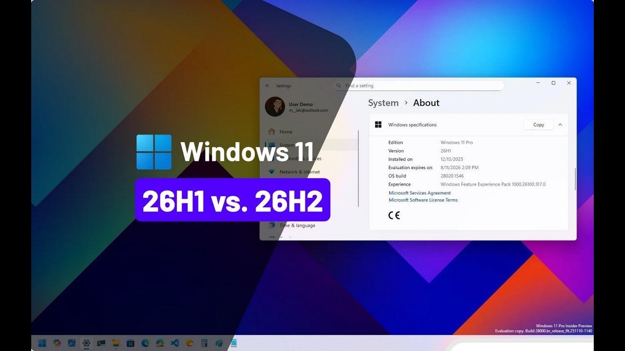 Windows 11 26H1 nu este PC-urile existente / Windows 11 26H2 va fi disponibil pentru toate PC-urile