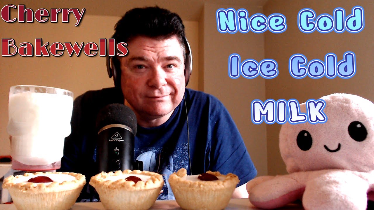 ASMR - Eating Cherry Bakewells With Ice Cold Milk