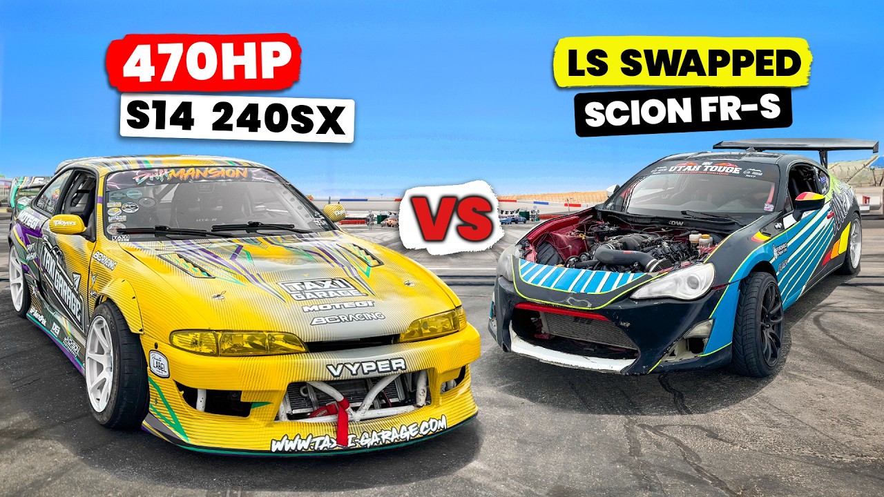 Nissan 240SX мощностью 470 л.с. от Taxi Garage против Scion FR-S с двигателем LS / Gymkhana Grid ...