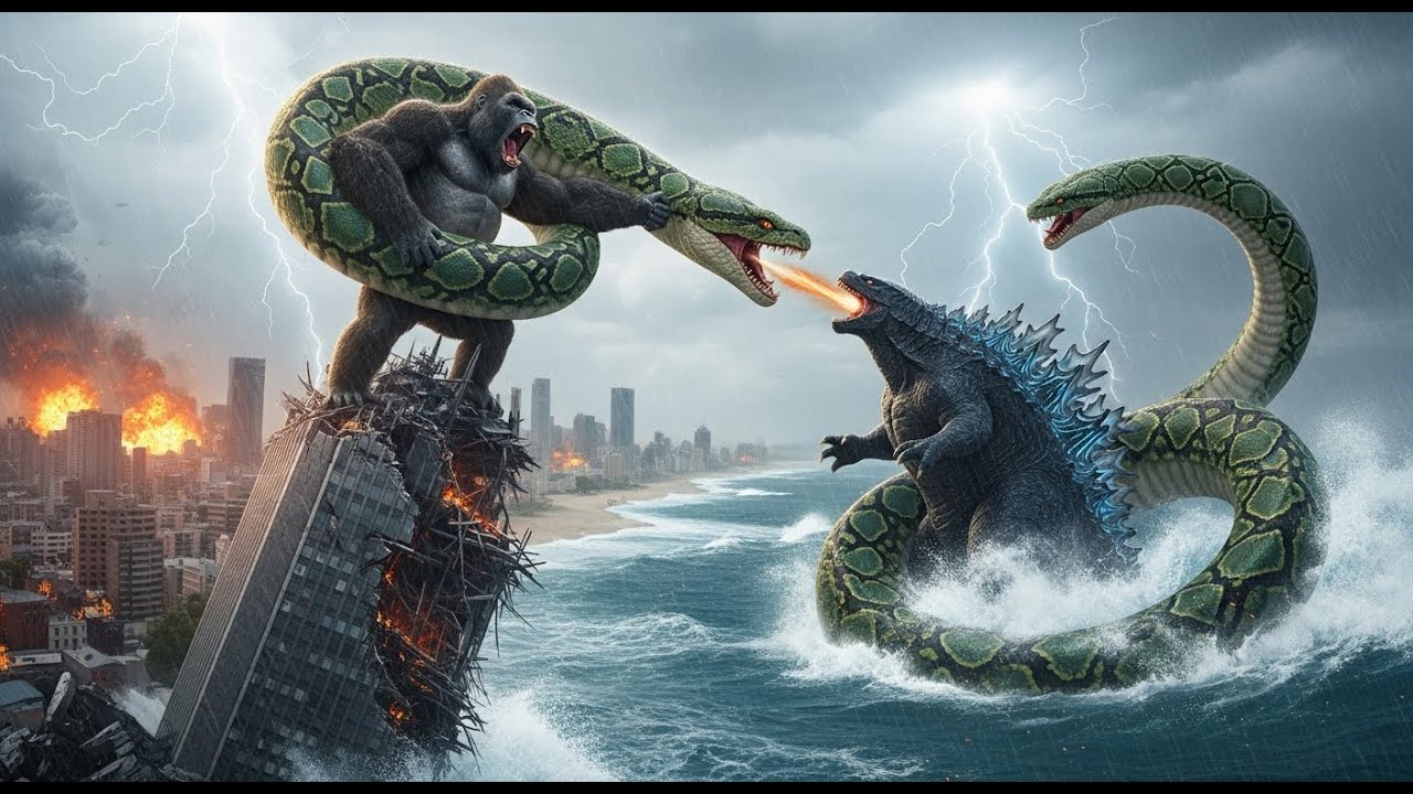 King Kong and Godzilla vs. Giant Python Snakes: A Major Clash At Sea And İn The City - ULTIMATE WAR
