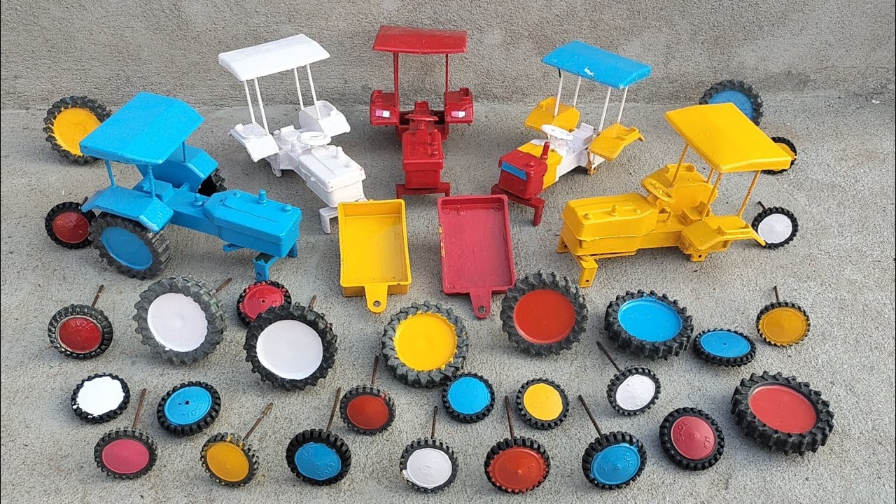 Diy model tractor frent yellow colour small tyres fitting Tractor video