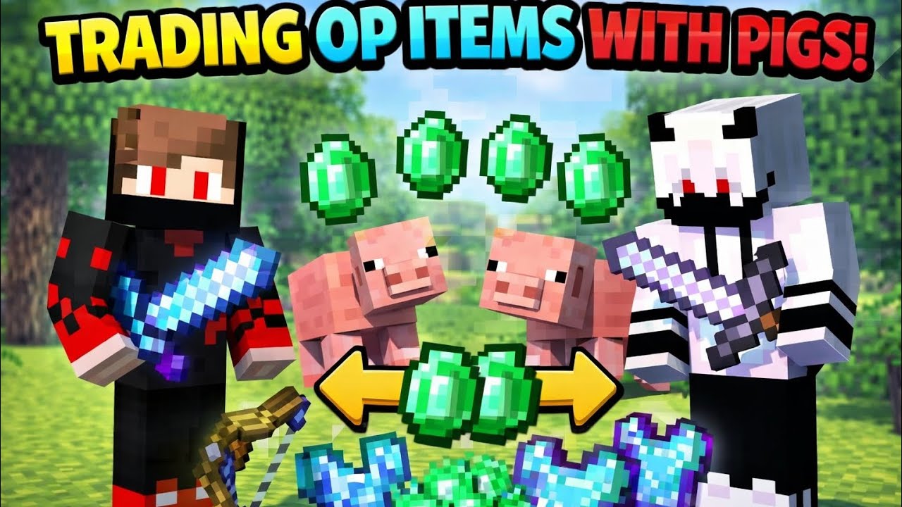 Trading OP Items With Pigs in Minecraft! 🐷💎 (Insane Trades)