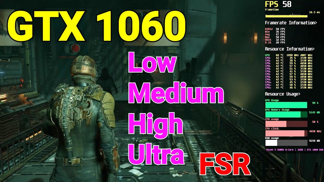 Dead Space (2023) | GTX 1060 | Low/Medium/High/Ultra | FSR | Performance Test