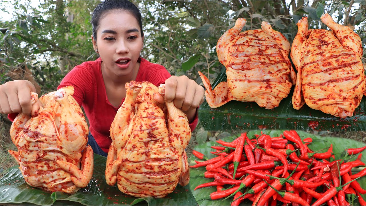Amazing cooking chicken roasted with vegetable salad recipe - Amazing video