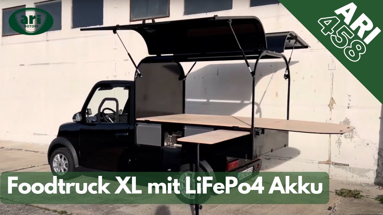 ARI 458 Elektro-Food Truck XL Modelljahr 2023 mit LiFePo4 Akku, 230V Steckdose und 250 km Reichweite