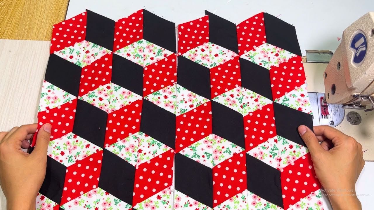 3D Quilt | Easy Tumbling Block Without Y Seam | Cube Quilt Pattern