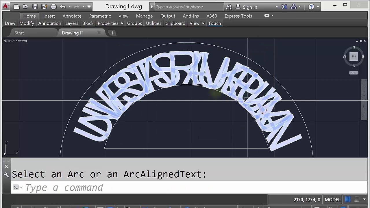 Autocad - ARCTEXT (Teks melengkung)