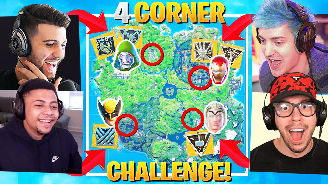 THE 4 CORNER ALL MYTHIC HERO CHALLENGE! ft. Ninja, Typical Gamer & Myth (Fortnite Season 4)