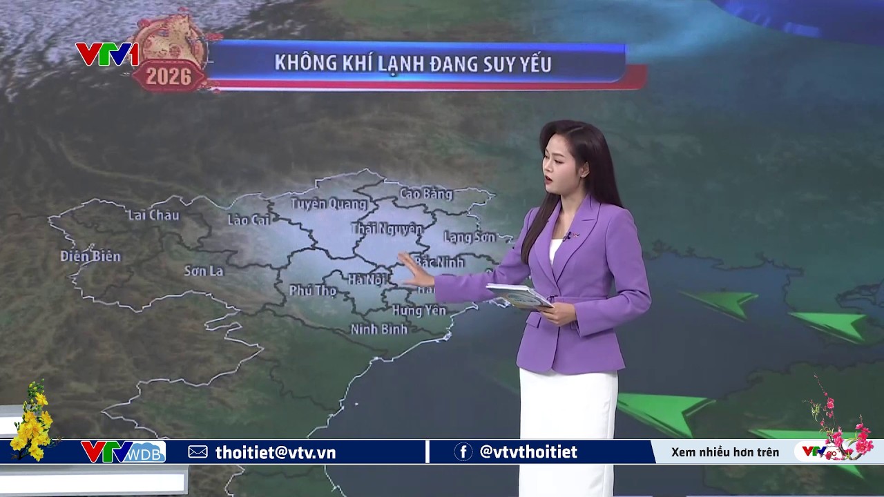 Dự báo thời tiết 18h45 - 21/02/2026 | Không khí lạnh đang suy yếu | VTVWDB