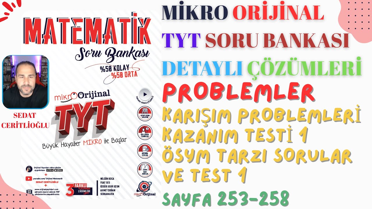 2026 MİKRO ORİJİNAL TYT SORU BANKASI ÇÖZÜMLERİ SYF253-258 #orijinalmatematik #mikroorijinal #yks2026