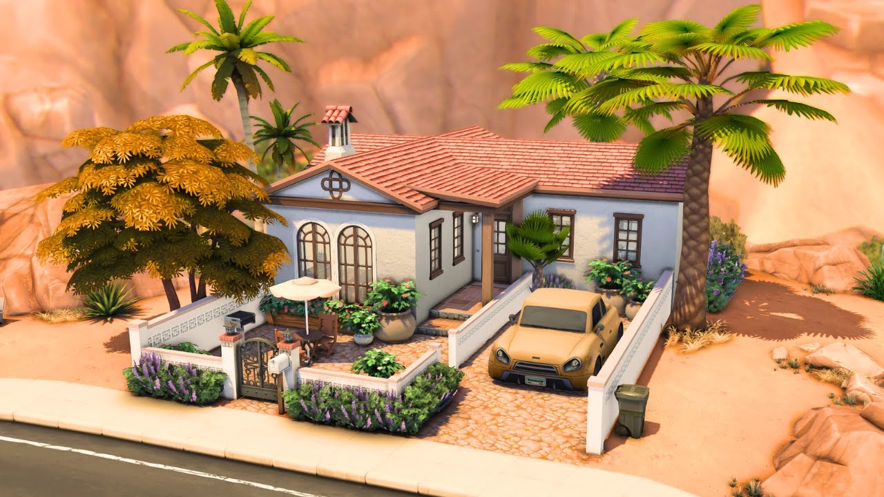 Simple Base Game Starter Home in Oasis Springs | The Sims 4 Speed Build | No CC