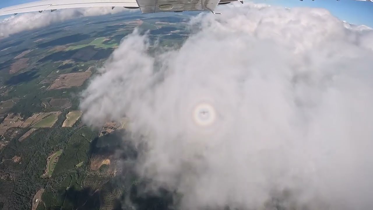 Rare Rainbow Shadow in the Clouds | Peaceful Slow TV Flight in a Piper Saratoga