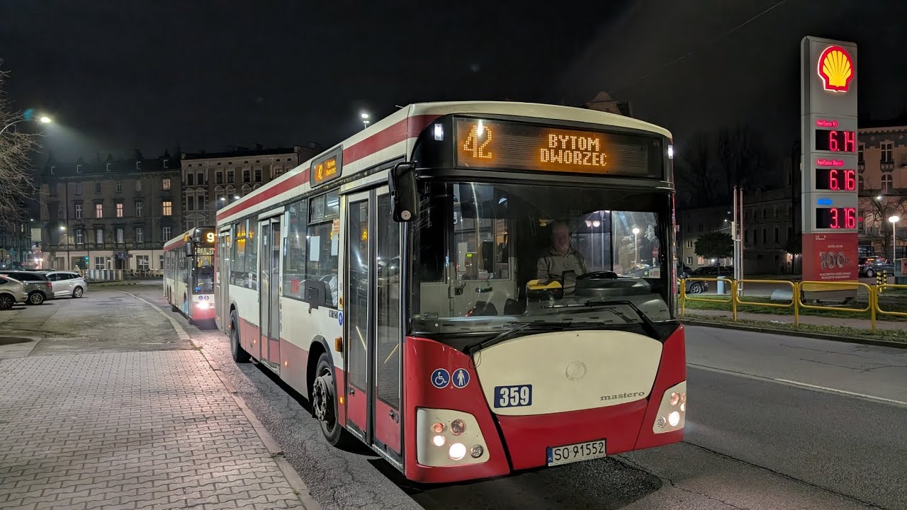 Jelcz M121I3 #359 (PKM Sosnowiec) Przejazd przez Będzin, Czeladź, Siemianowice na linii 42 4K60