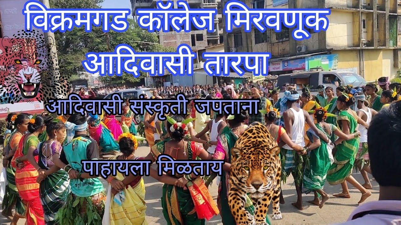 विक्रमगड कॉलेज मिरवणूक आदिवासी तारपा नाच करताना / आपली आदिवासी संस्कृती जपताना पाहायला मिळत खुप आनंद