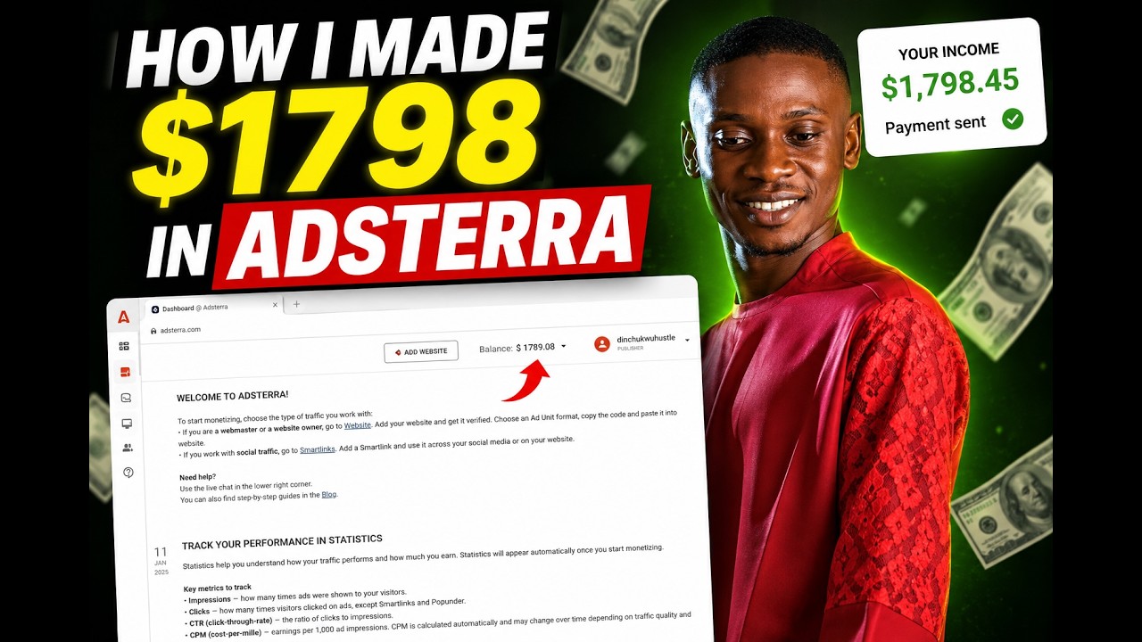 How I Earned $1,798 From Adsterra Traffic &bull; Adsterra Earnings Proof 2026 | Make Money Online