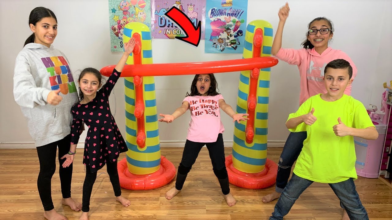 Kids Play Inflatable Limbo Challenge!! with HZHtube kids fun family game