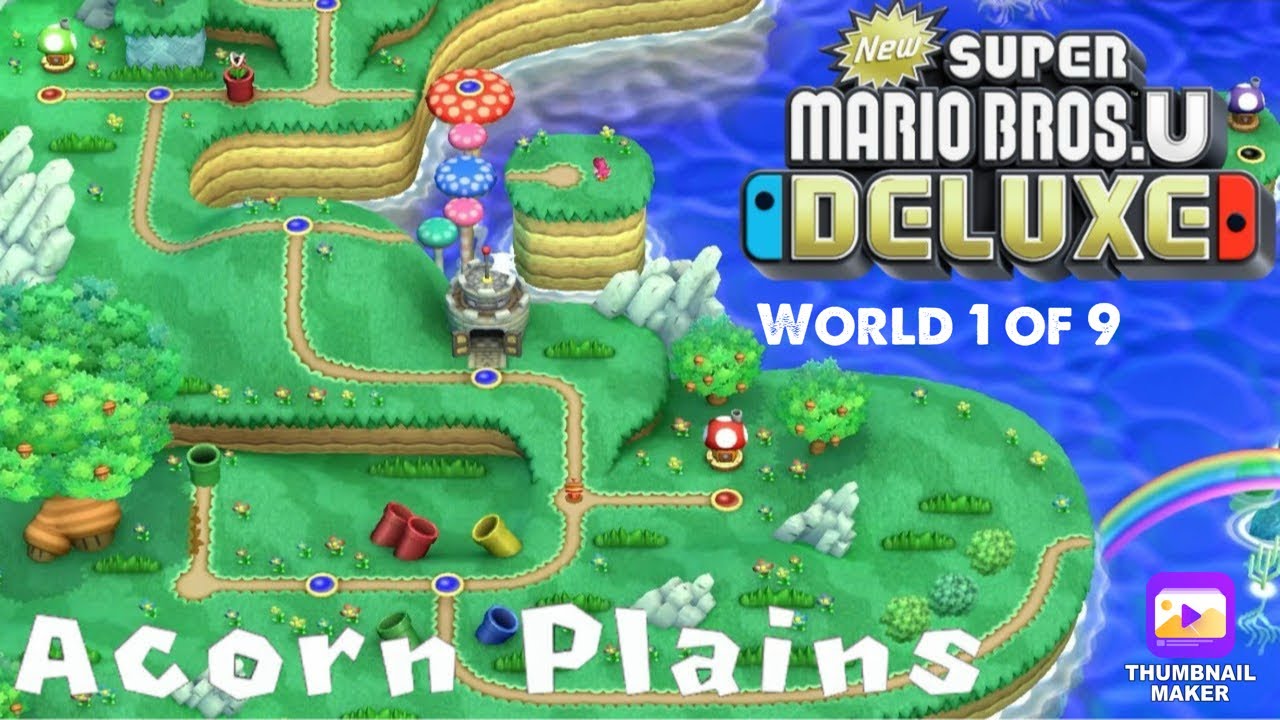 New Super Mario Brothers U Deluxe (Acorn Plains) Single Player World 1 