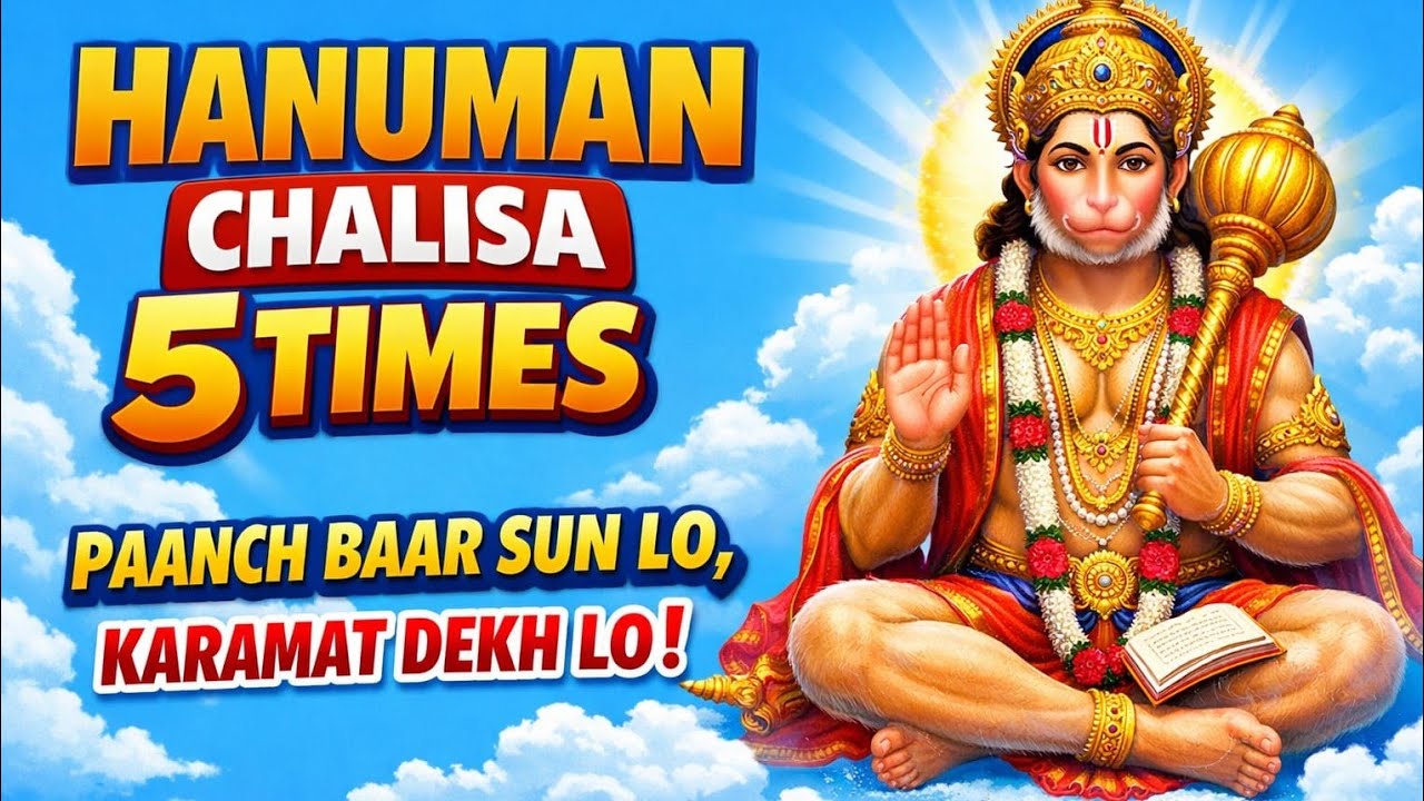 Hanuman Chalisa 5 Baar Lagataar 🙏 Sankat Mochan Kripa Paaiye | Jai Bajrangbali 🔥