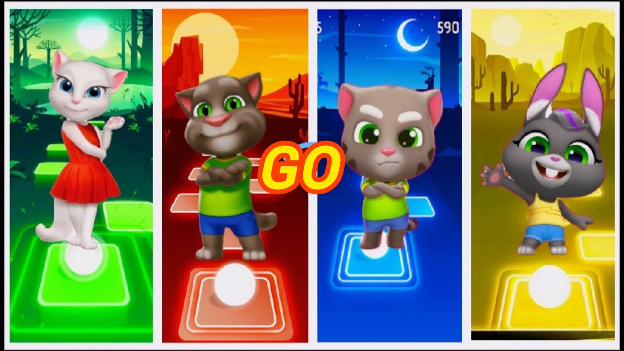 Talking Tom- Talking Angela and Friends/The Ultimate Crossover - Tiles hop gameplay EDM Rush