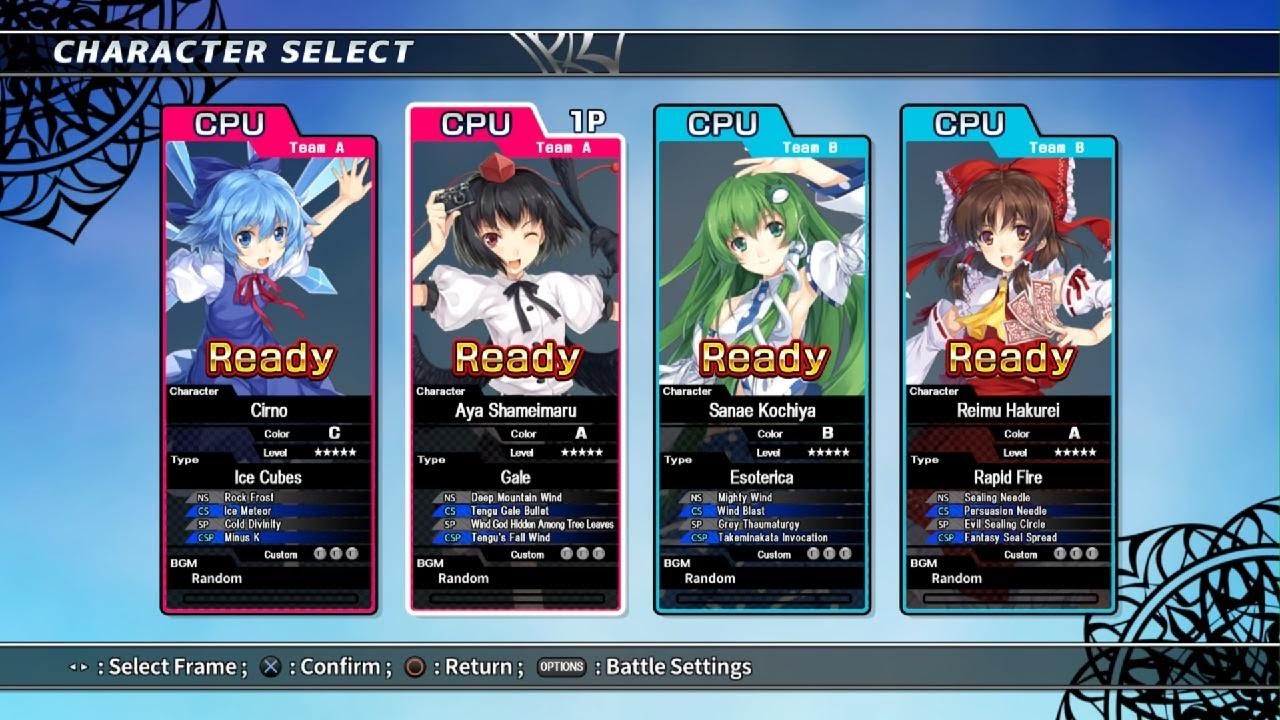 [Touhou Sky Arena Matsuri Climax] CPU vs CPU Battles | 2 vs 2 | Cirno & Aya vs Sanae & Reimu